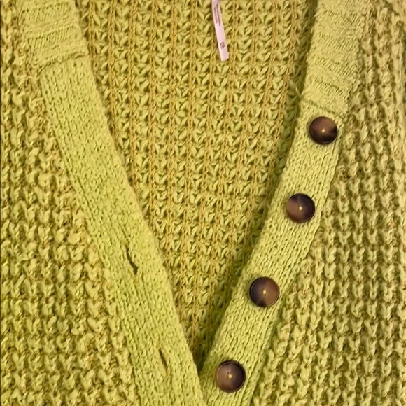 Free People Whistle Thermal Henley Sweater in Acid Lime, size XS - Picture 9 of 11